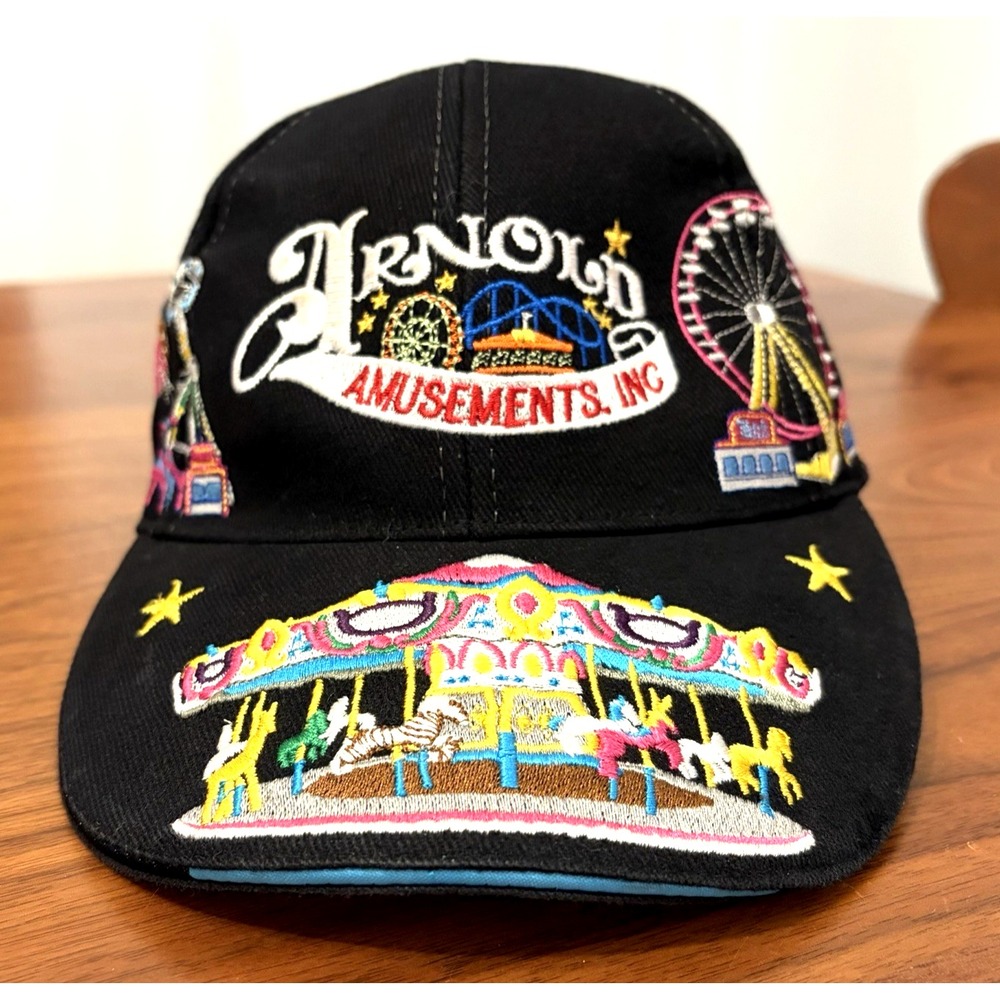 Arnold Amusements Inc Embroidered Black Baseball Cap Hat Carnival Carnie Mens OS